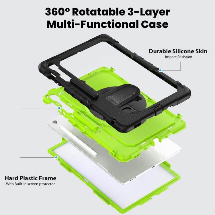 For Samsung Galaxy Tab S10 FE+ Silicone Hybrid PC Tablet Case with Shoulder Strap