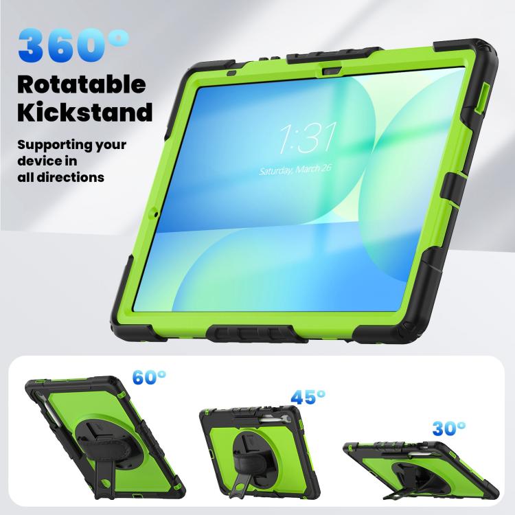 For Samsung Galaxy Tab S10 FE+ Silicone Hybrid PC Tablet Case with Shoulder Strap