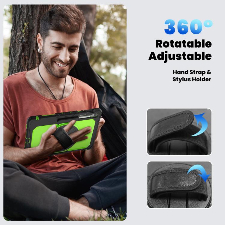 For Samsung Galaxy Tab S10 FE+ Silicone Hybrid PC Tablet Case with Shoulder Strap