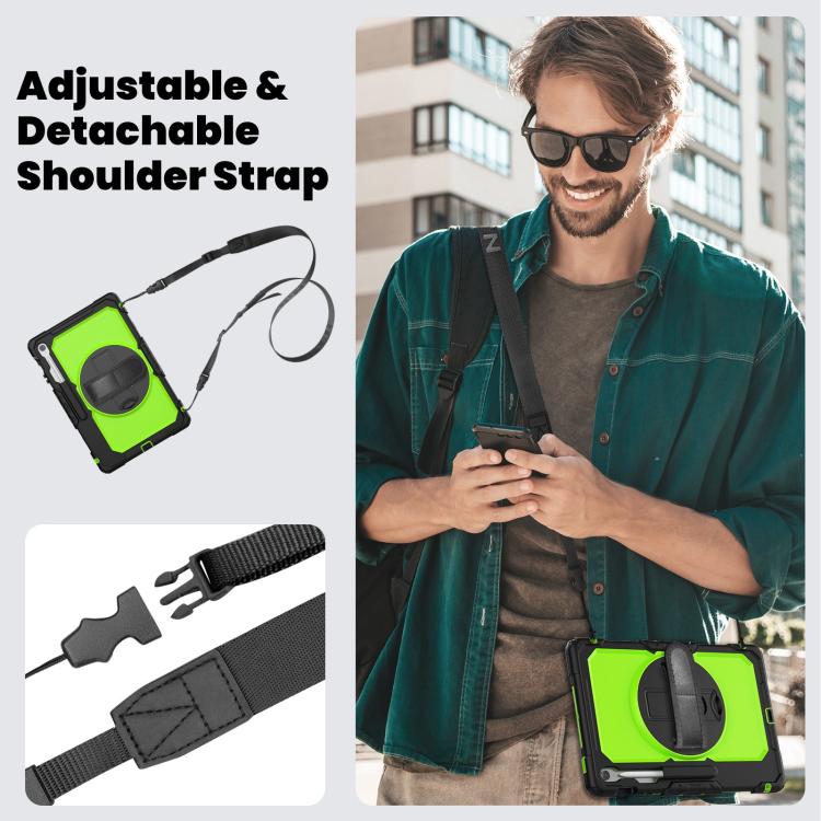 For Samsung Galaxy Tab S10 FE+ Silicone Hybrid PC Tablet Case with Shoulder Strap