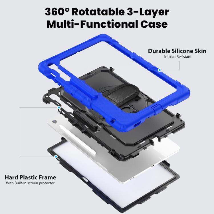 For Samsung Galaxy Tab S10 FE+ Silicone Hybrid PC Tablet Case with Shoulder Strap