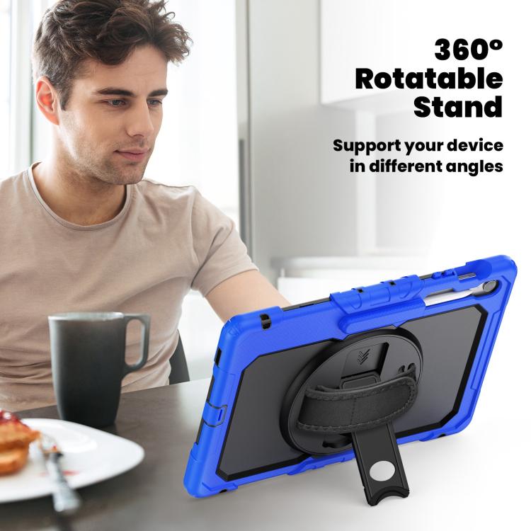 For Samsung Galaxy Tab S10 FE+ Silicone Hybrid PC Tablet Case with Shoulder Strap