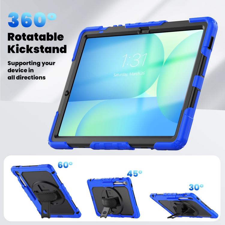For Samsung Galaxy Tab S10 FE+ Silicone Hybrid PC Tablet Case with Shoulder Strap