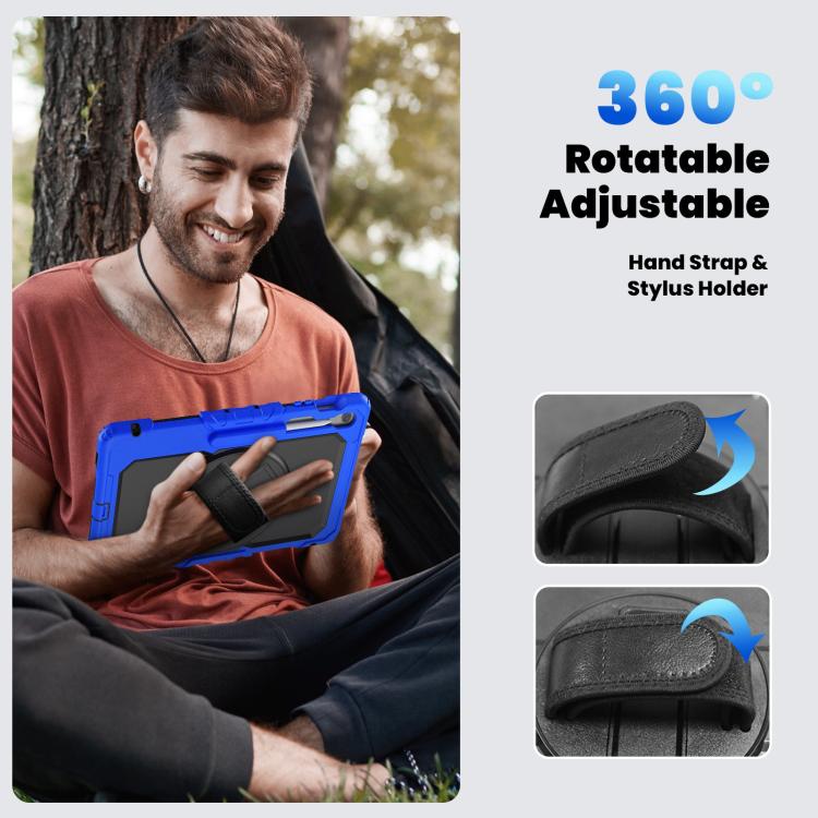 For Samsung Galaxy Tab S10 FE+ Silicone Hybrid PC Tablet Case with Shoulder Strap