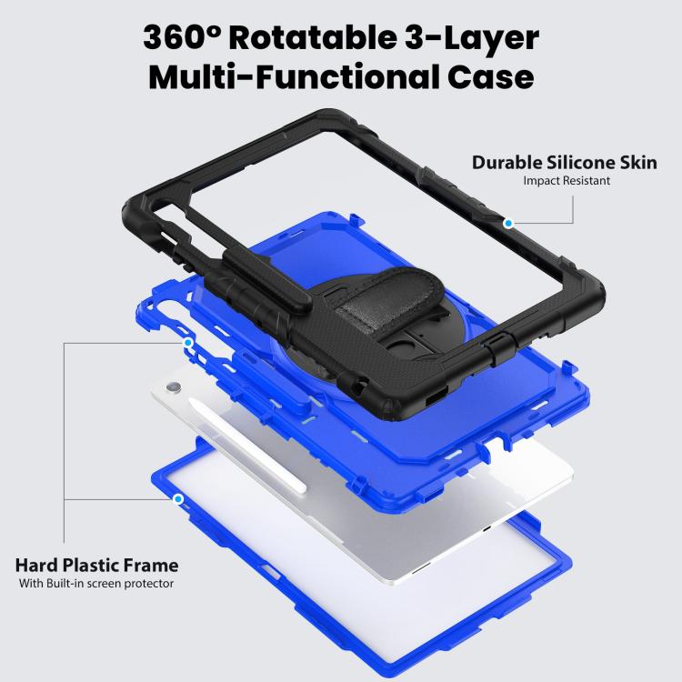 For Samsung Galaxy Tab S10 FE+ Silicone Hybrid PC Tablet Case with Shoulder Strap