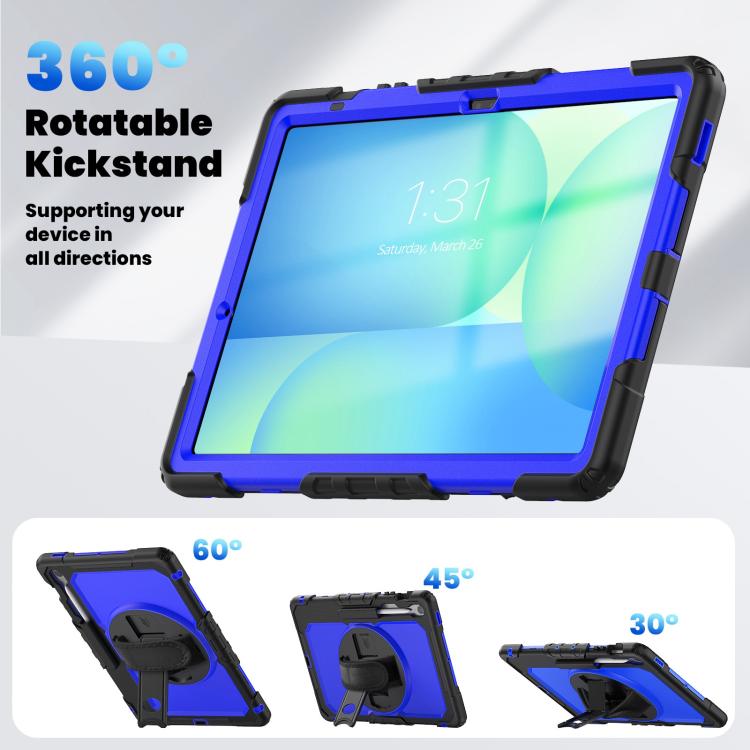 For Samsung Galaxy Tab S10 FE+ Silicone Hybrid PC Tablet Case with Shoulder Strap