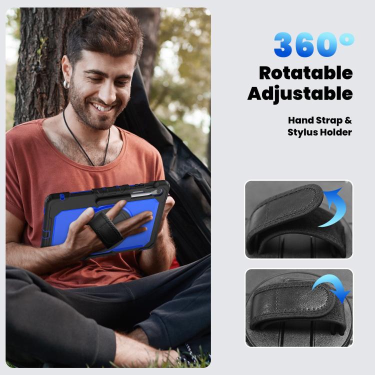 For Samsung Galaxy Tab S10 FE+ Silicone Hybrid PC Tablet Case with Shoulder Strap