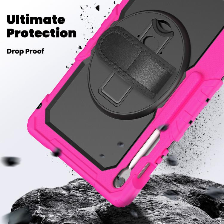 For Samsung Galaxy Tab S10 FE+ Silicone Hybrid PC Tablet Case with Shoulder Strap