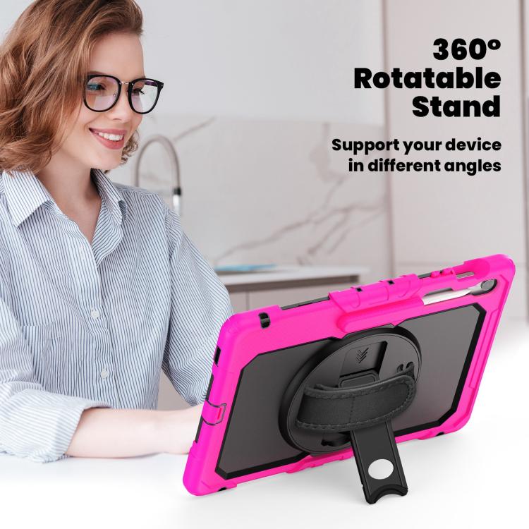 For Samsung Galaxy Tab S10 FE+ Silicone Hybrid PC Tablet Case with Shoulder Strap