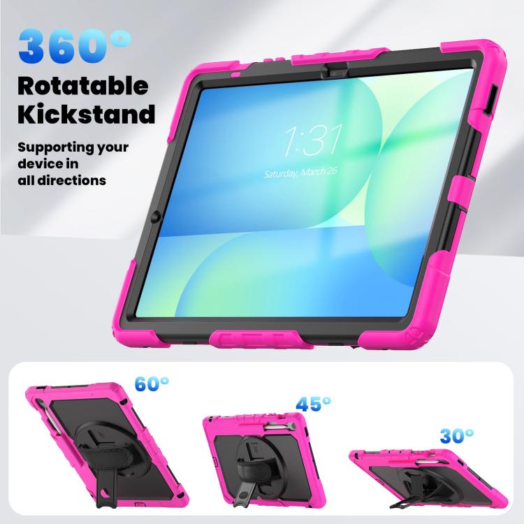 For Samsung Galaxy Tab S10 FE+ Silicone Hybrid PC Tablet Case with Shoulder Strap