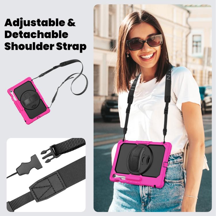 For Samsung Galaxy Tab S10 FE+ Silicone Hybrid PC Tablet Case with Shoulder Strap