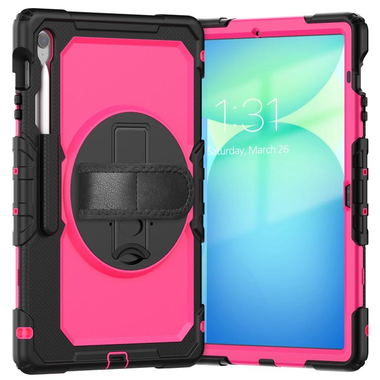 For Samsung Galaxy Tab S10 FE+ Silicone Hybrid PC Tablet Case with Shoulder Strap