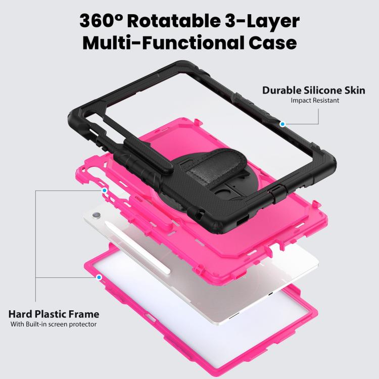 For Samsung Galaxy Tab S10 FE+ Silicone Hybrid PC Tablet Case with Shoulder Strap