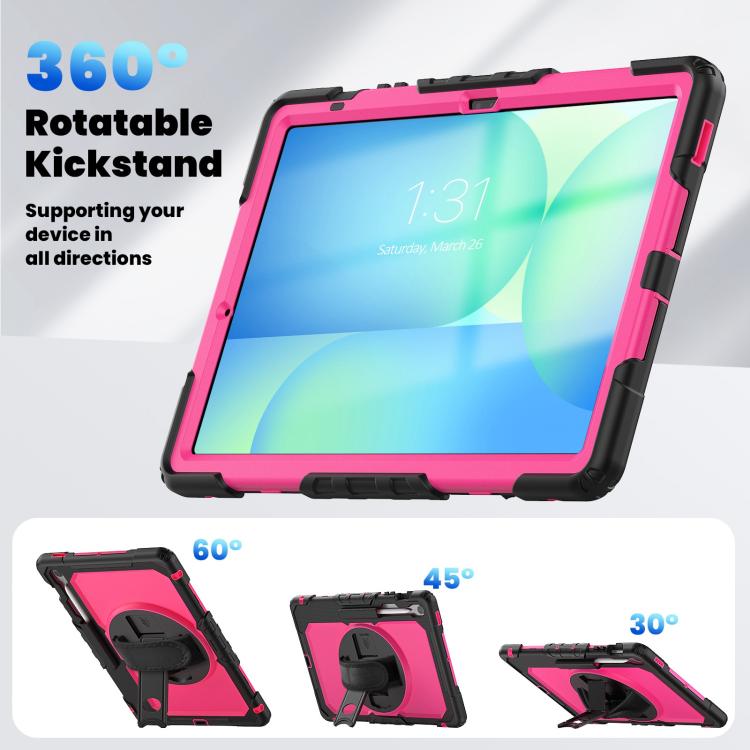 For Samsung Galaxy Tab S10 FE+ Silicone Hybrid PC Tablet Case with Shoulder Strap