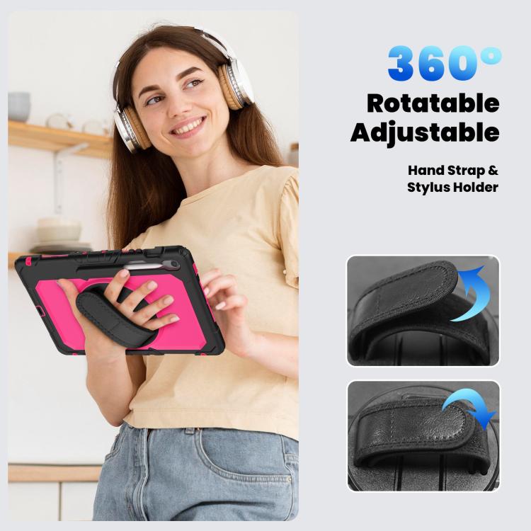 For Samsung Galaxy Tab S10 FE+ Silicone Hybrid PC Tablet Case with Shoulder Strap