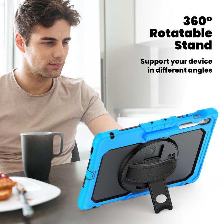 For Samsung Galaxy Tab S10 FE+ Silicone Hybrid PC Tablet Case with Shoulder Strap