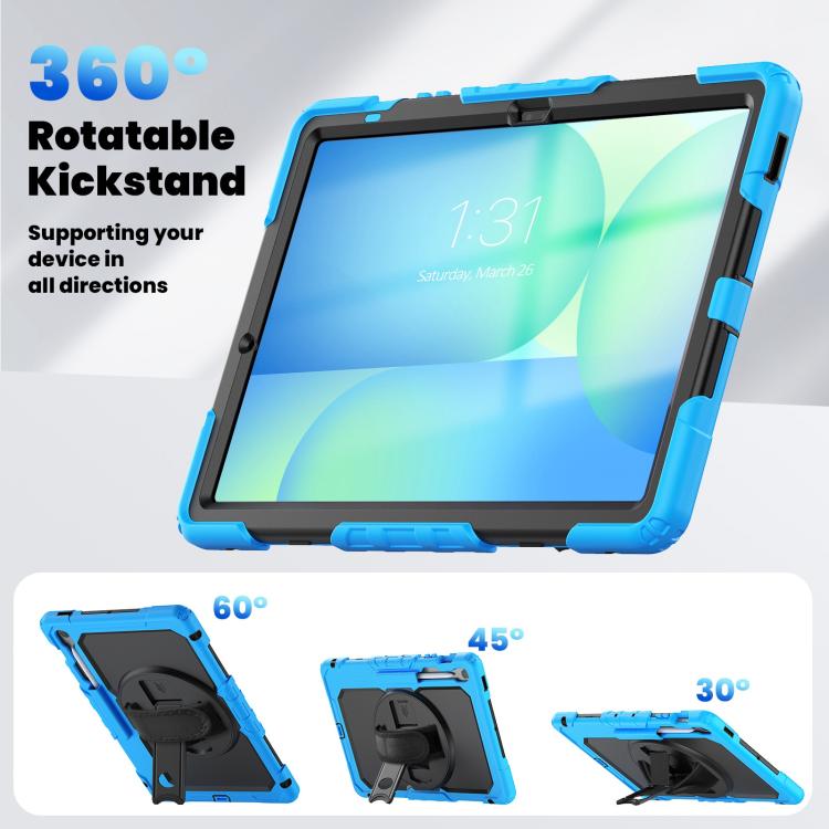 For Samsung Galaxy Tab S10 FE+ Silicone Hybrid PC Tablet Case with Shoulder Strap
