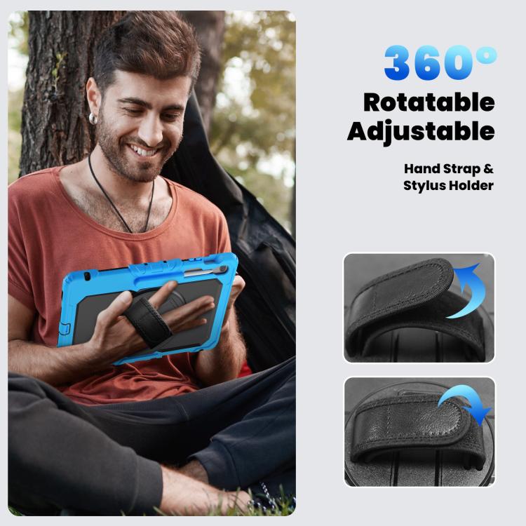 For Samsung Galaxy Tab S10 FE+ Silicone Hybrid PC Tablet Case with Shoulder Strap