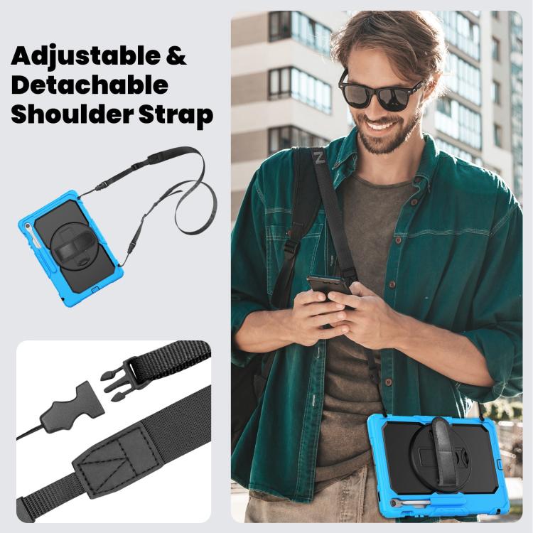 For Samsung Galaxy Tab S10 FE+ Silicone Hybrid PC Tablet Case with Shoulder Strap