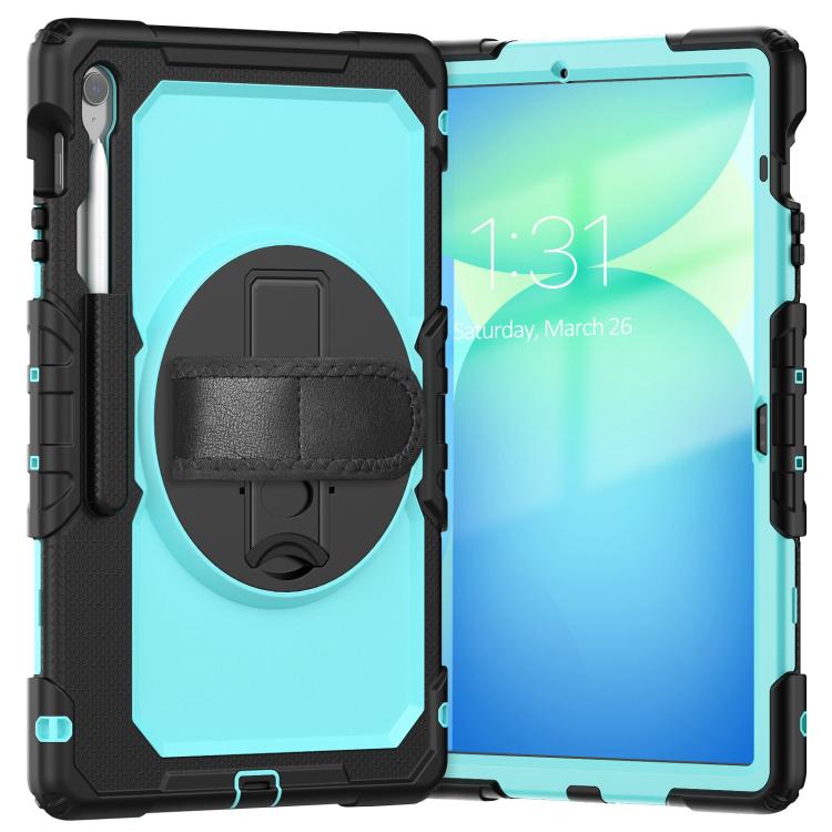 For Samsung Galaxy Tab S10 FE+ Silicone Hybrid PC Tablet Case with Shoulder Strap