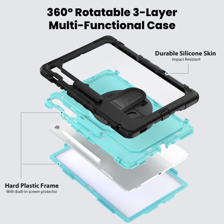 For Samsung Galaxy Tab S10 FE+ Silicone Hybrid PC Tablet Case with Shoulder Strap