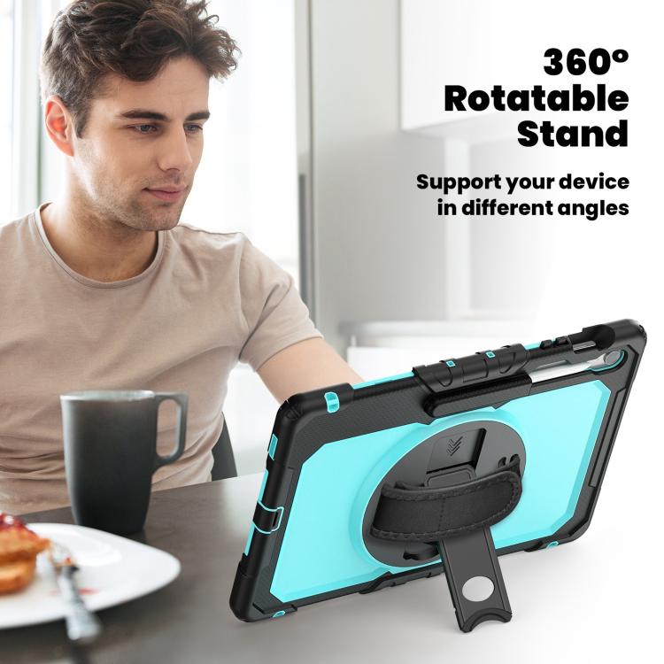 For Samsung Galaxy Tab S10 FE+ Silicone Hybrid PC Tablet Case with Shoulder Strap