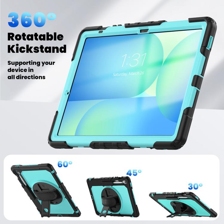 For Samsung Galaxy Tab S10 FE+ Silicone Hybrid PC Tablet Case with Shoulder Strap