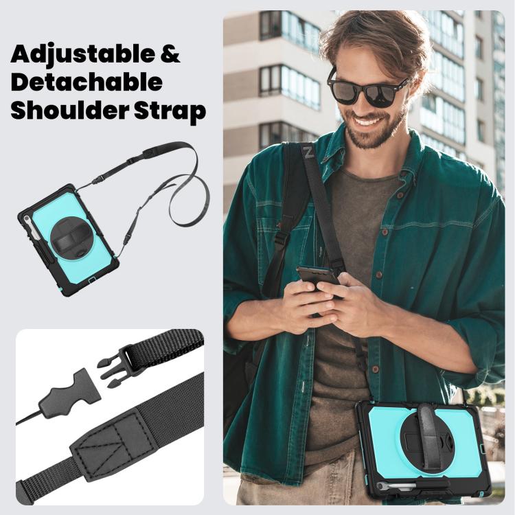 For Samsung Galaxy Tab S10 FE+ Silicone Hybrid PC Tablet Case with Shoulder Strap
