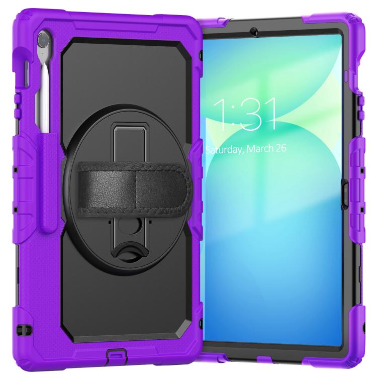 For Samsung Galaxy Tab S10 FE+ Silicone Hybrid PC Tablet Case with Shoulder Strap