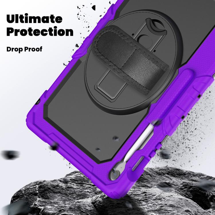 For Samsung Galaxy Tab S10 FE+ Silicone Hybrid PC Tablet Case with Shoulder Strap
