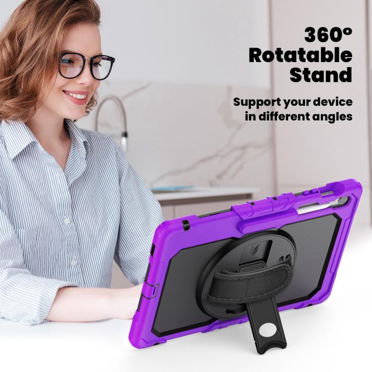 For Samsung Galaxy Tab S10 FE+ Silicone Hybrid PC Tablet Case with Shoulder Strap