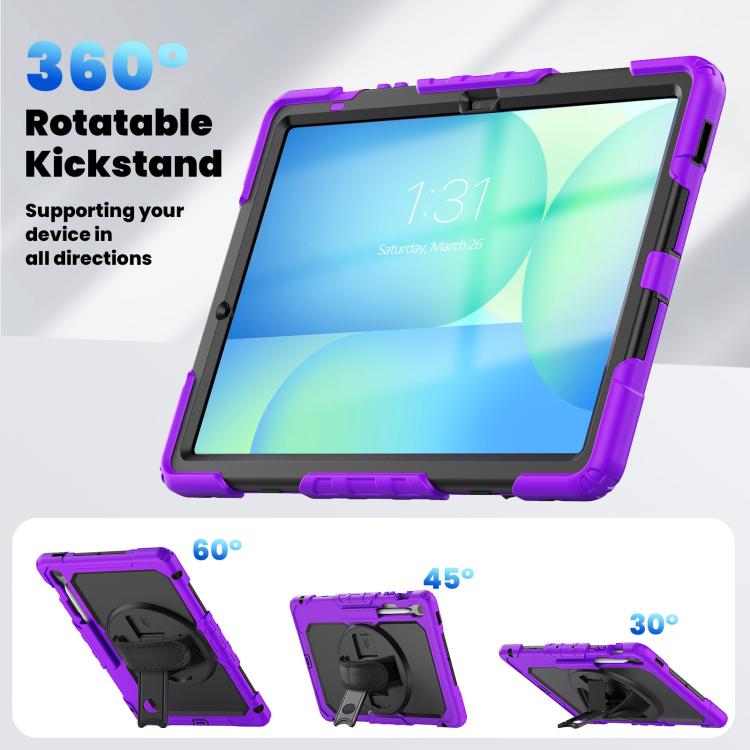 For Samsung Galaxy Tab S10 FE+ Silicone Hybrid PC Tablet Case with Shoulder Strap