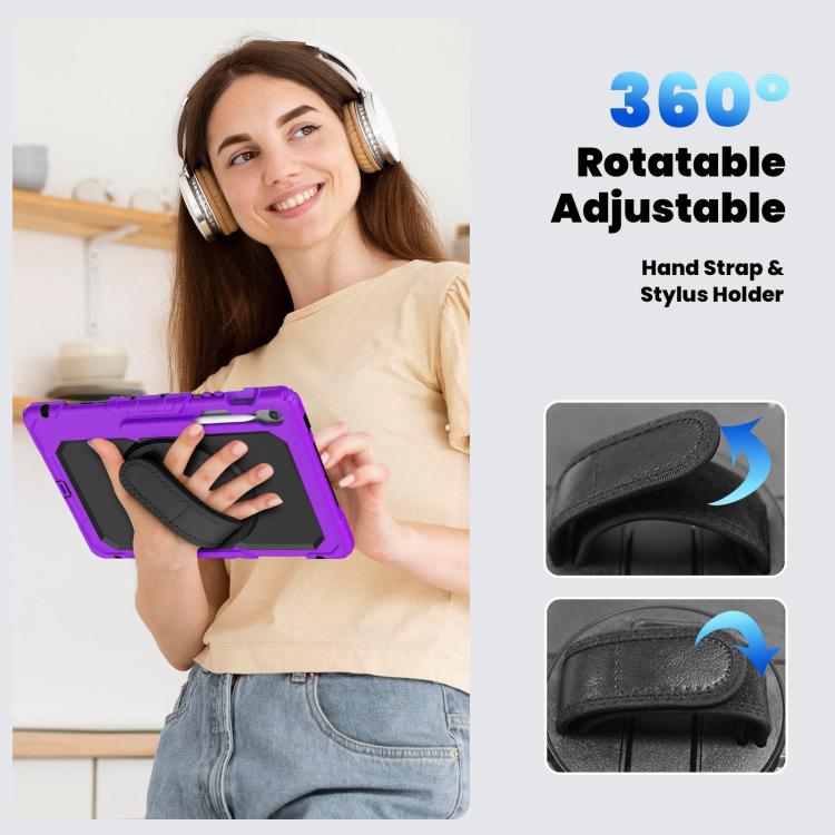 For Samsung Galaxy Tab S10 FE+ Silicone Hybrid PC Tablet Case with Shoulder Strap
