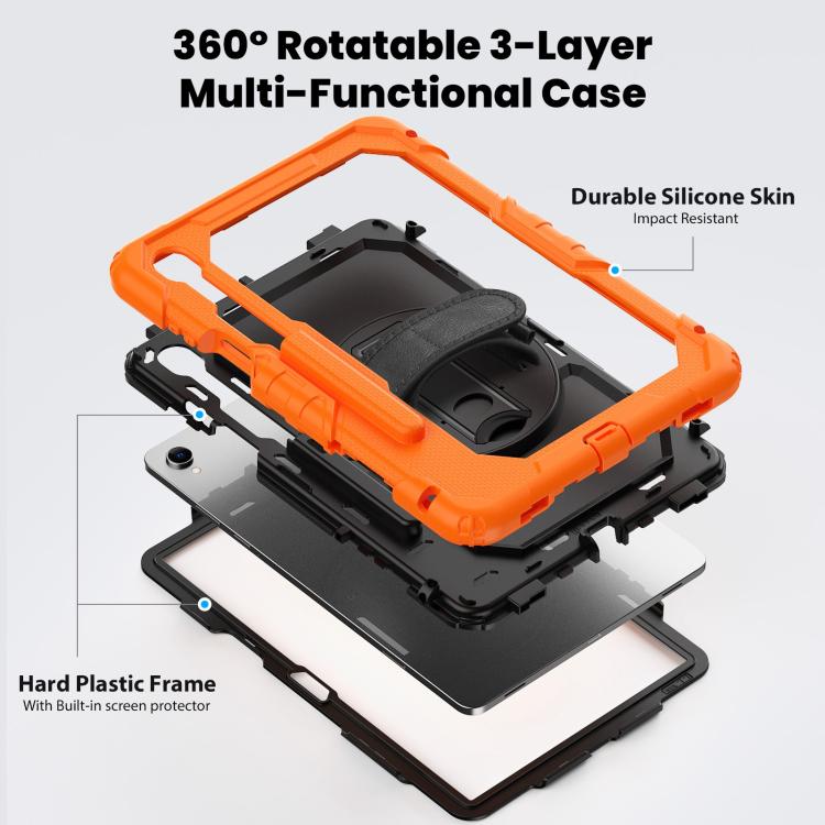 For Samsung Galaxy Tab S11 Silicone Hybrid PC Tablet Case with Shoulder Strap