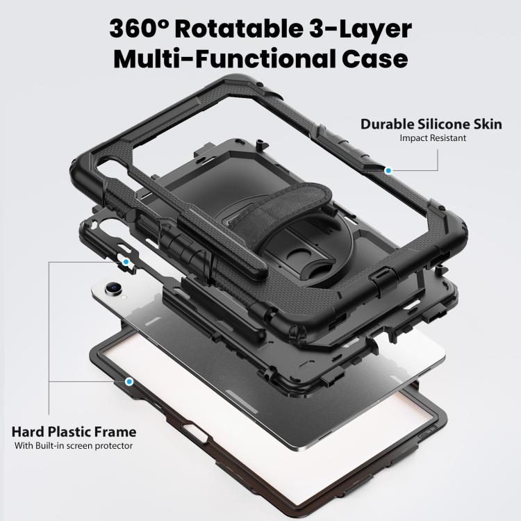 For Samsung Galaxy Tab S11 Silicone Hybrid PC Tablet Case with Shoulder Strap