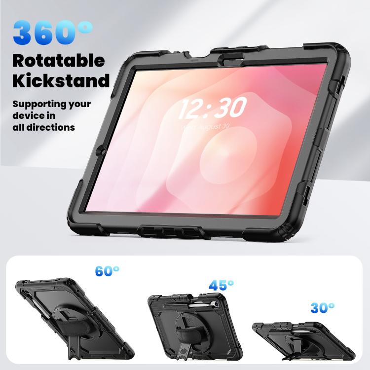 For Samsung Galaxy Tab S11 Silicone Hybrid PC Tablet Case with Shoulder Strap