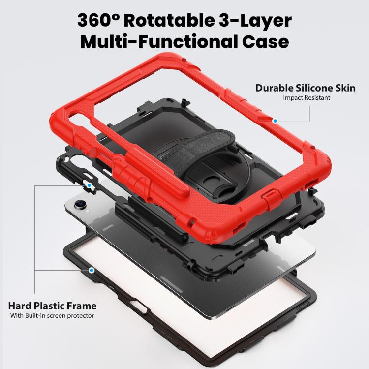 For Samsung Galaxy Tab S11 Silicone Hybrid PC Tablet Case with Shoulder Strap