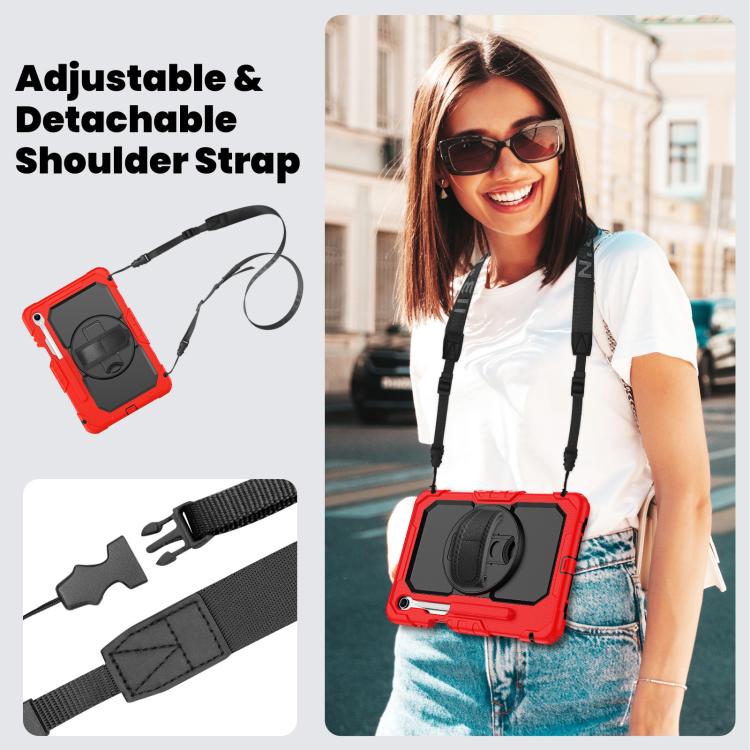 For Samsung Galaxy Tab S11 Silicone Hybrid PC Tablet Case with Shoulder Strap