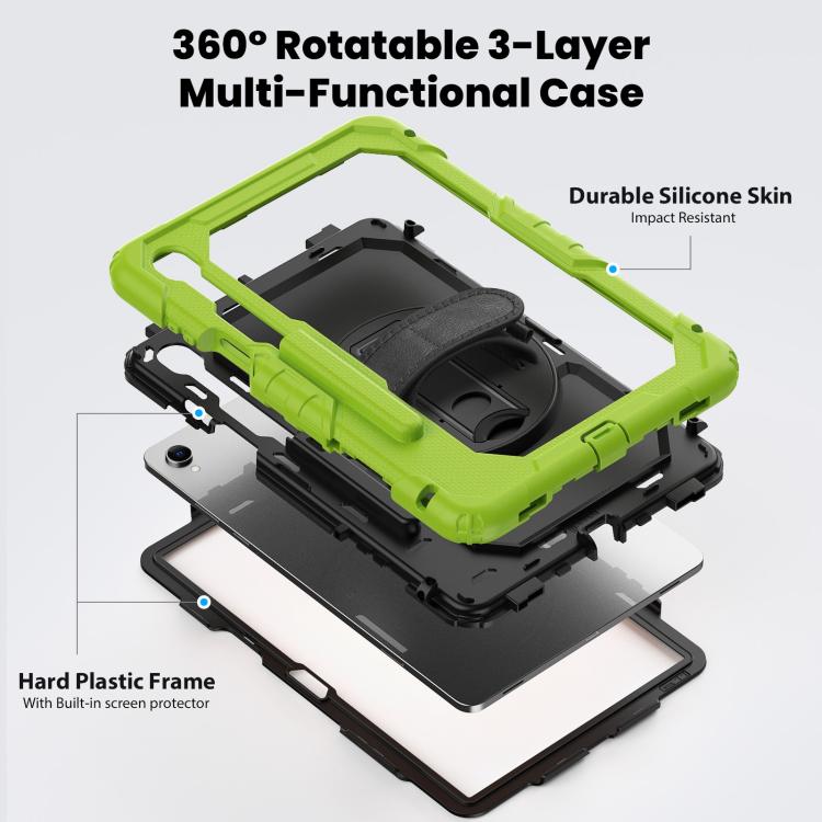 For Samsung Galaxy Tab S11 Silicone Hybrid PC Tablet Case with Shoulder Strap