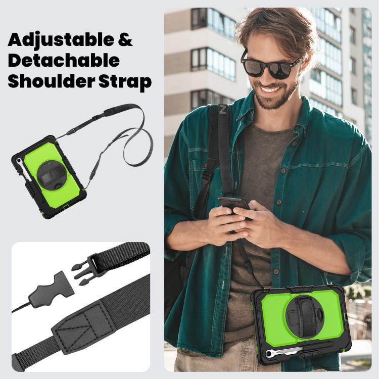 For Samsung Galaxy Tab S11 Silicone Hybrid PC Tablet Case with Shoulder Strap