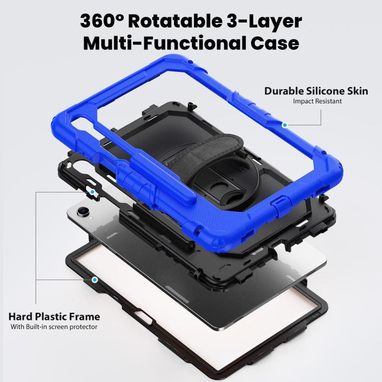 For Samsung Galaxy Tab S11 Silicone Hybrid PC Tablet Case with Shoulder Strap