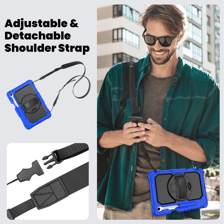 For Samsung Galaxy Tab S11 Silicone Hybrid PC Tablet Case with Shoulder Strap