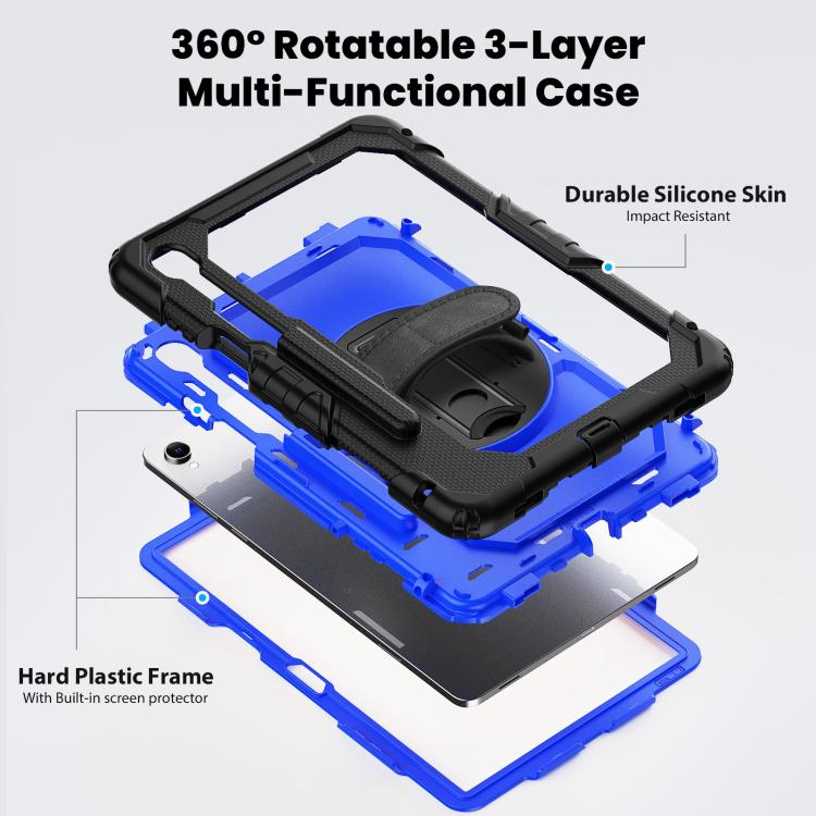 For Samsung Galaxy Tab S11 Silicone Hybrid PC Tablet Case with Shoulder Strap