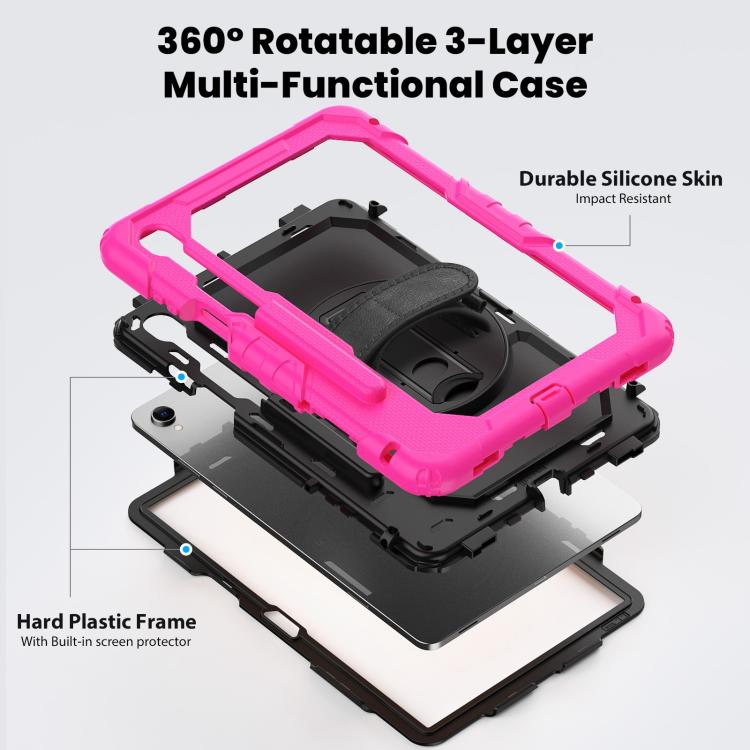 For Samsung Galaxy Tab S11 Silicone Hybrid PC Tablet Case with Shoulder Strap