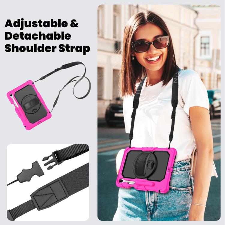 For Samsung Galaxy Tab S11 Silicone Hybrid PC Tablet Case with Shoulder Strap