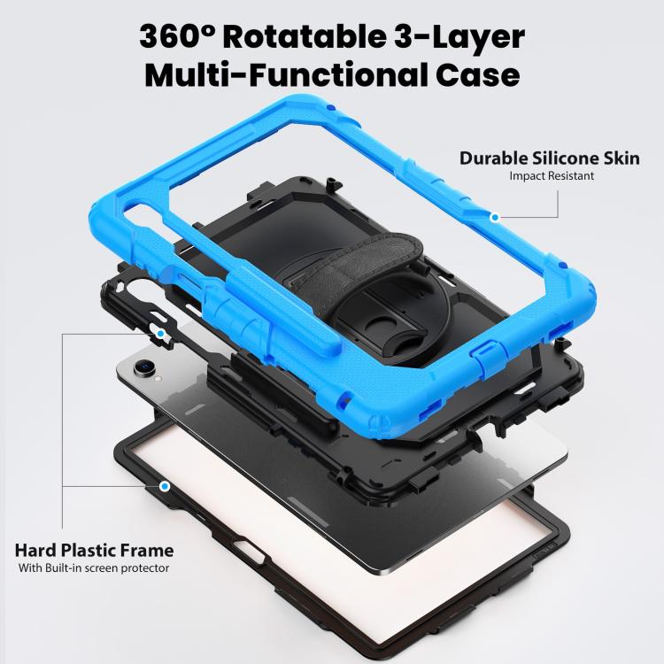 For Samsung Galaxy Tab S11 Silicone Hybrid PC Tablet Case with Shoulder Strap