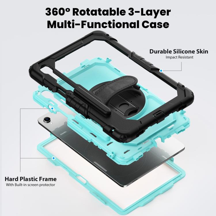 For Samsung Galaxy Tab S11 Silicone Hybrid PC Tablet Case with Shoulder Strap