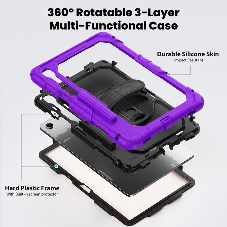 For Samsung Galaxy Tab S11 Silicone Hybrid PC Tablet Case with Shoulder Strap