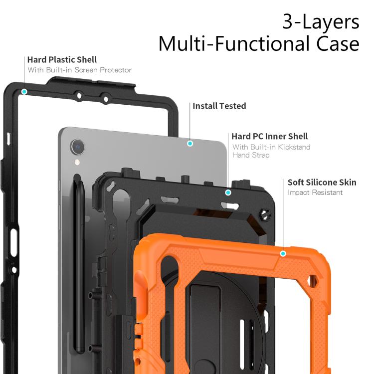 For Samsung Galaxy Tab S10 Lite / S10 FE Silicone Hybrid PC Tablet Case with Shoulder Strap