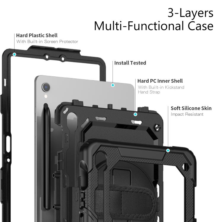 For Samsung Galaxy Tab S10 Lite / S10 FE Silicone Hybrid PC Tablet Case with Shoulder Strap